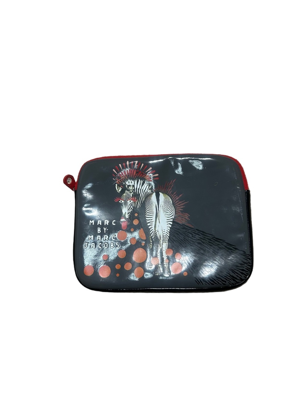 Marc by Marc Jacobs Black Pouch with Red Accents and Zebra Motif Y2K era